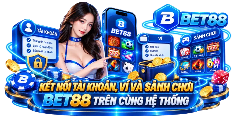 BET88 5 BET88 Kết Nối Tài Khoản, Ví Và Sảnh Chơi BET88 Trên Cùng Hệ Thống
